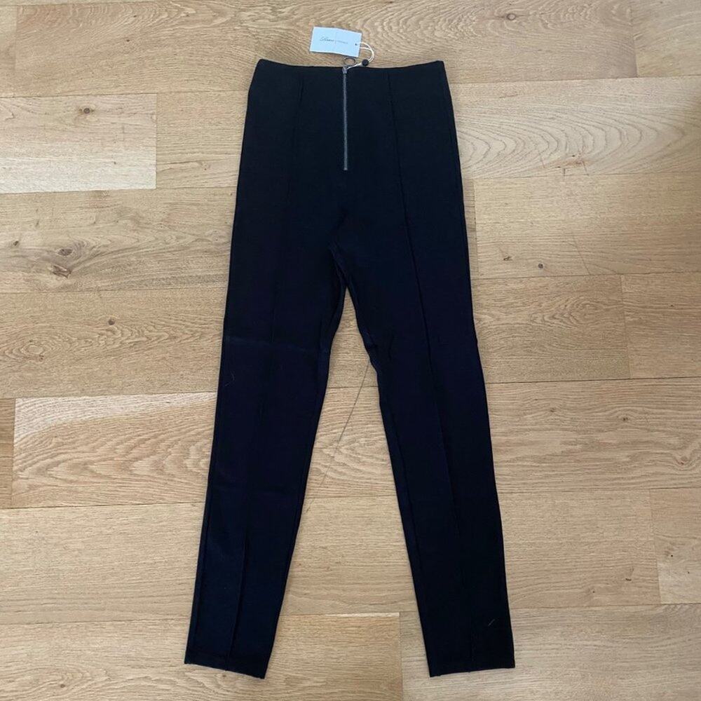 Lovers + Friends Skinny Pants With Exposed O Ring Front Zip in Black